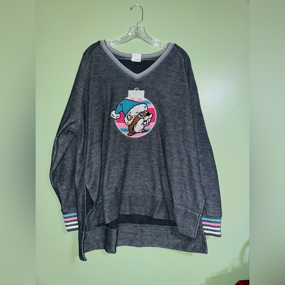 BUC-EES Festive Gray Sweater with Holiday Design